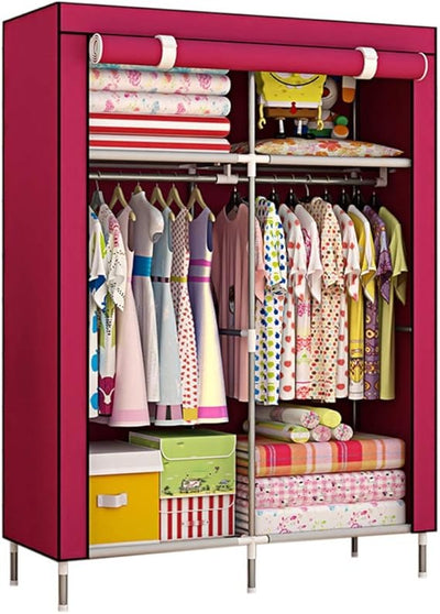 2 Door Fancy & Portable Foldable Closet Wardrobe Storage Organizer , 05x45x175cm (random Color)