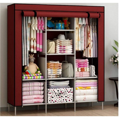 3 Door Fancy & Portable Foldable Closet Wardrobe Storage Organizer With Shelves Foe Multi Purpose