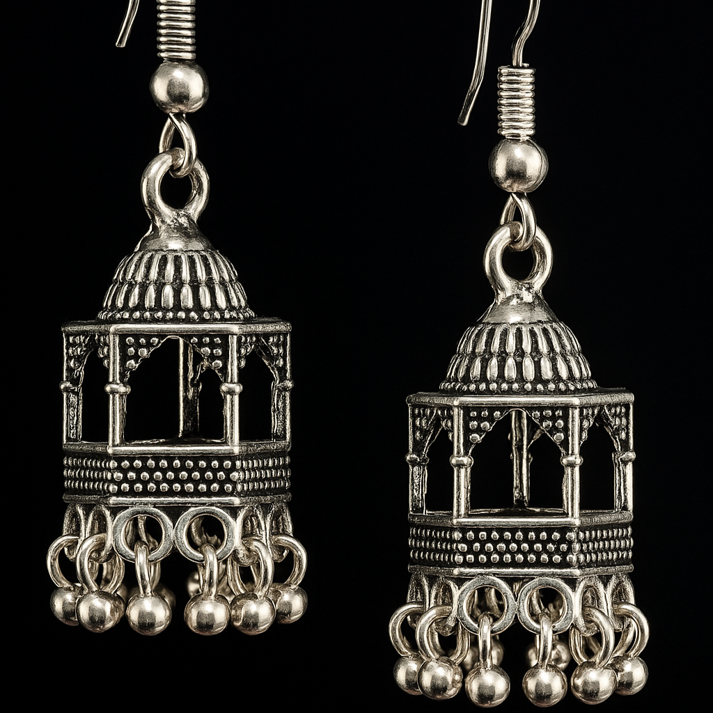 Elegant Silver Indian Jhumka  | Ethnic Wear | Casual Wear