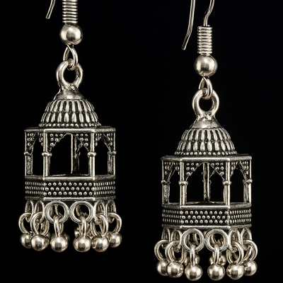 Elegant Silver Indian Jhumka  | Ethnic Wear | Casual Wear