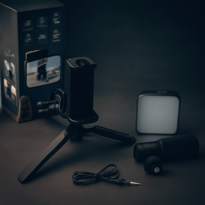Ay-49 Vlogging  Kit -Microphone Led Fill Light Mini Tripod Mobile Holder