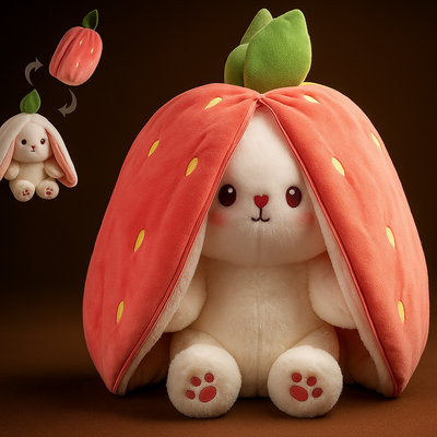 Rabbit New Creative Strawberry Rabbit Plush Soft Doll Hug Pillow | Best Quality Stuff Toy For Babies & Kids – Random Color