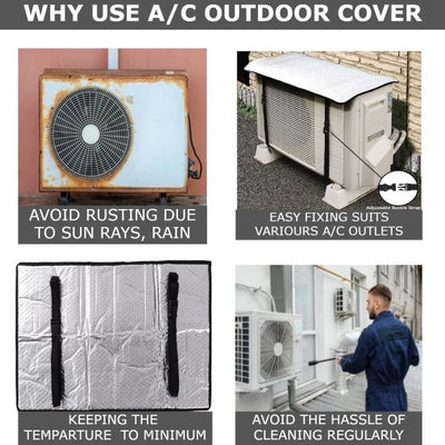 Ac Outdoor Unit Protector Heat Insulation Sunlight Shade Protector From Dust With Adjustable Buckle