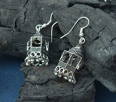 Elegant Silver Indian Jhumka  | Ethnic Wear | Casual Wear