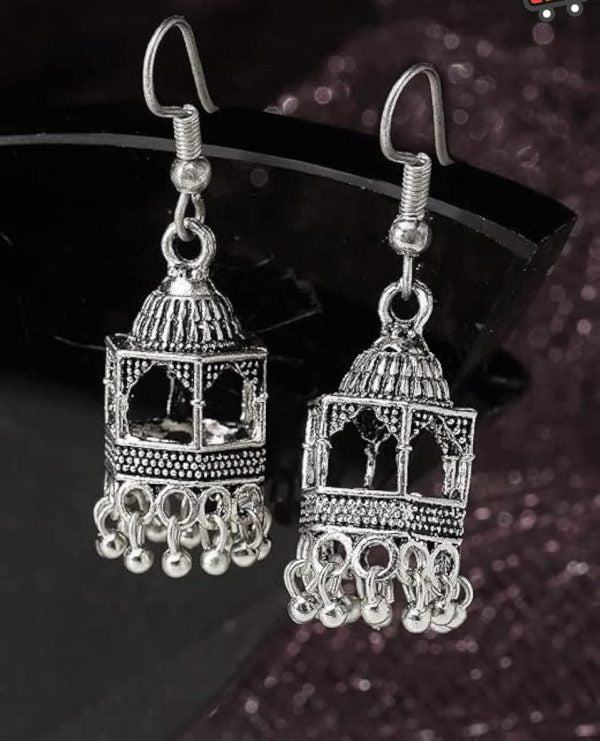Elegant Silver Indian Jhumka  | Ethnic Wear | Casual Wear