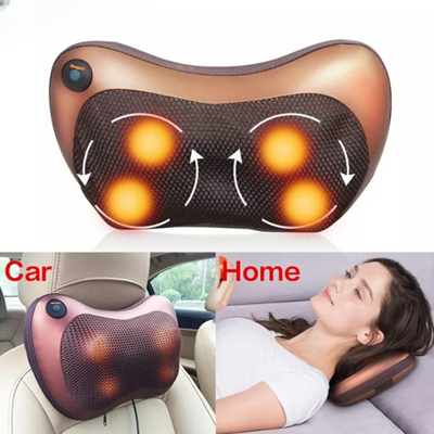 Head Massage Pillow Relax Vibrator Electric Shoulder Back Heating Kneading Infrared Therapy Shiatsu Neck Massager