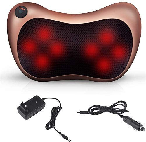 Head Massage Pillow Relax Vibrator Electric Shoulder Back Heating Kneading Infrared Therapy Shiatsu Neck Massager