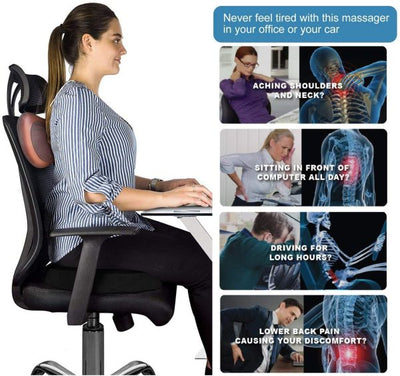 Head Massage Pillow Relax Vibrator Electric Shoulder Back Heating Kneading Infrared Therapy Shiatsu Neck Massager
