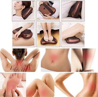Head Massage Pillow Relax Vibrator Electric Shoulder Back Heating Kneading Infrared Therapy Shiatsu Neck Massager