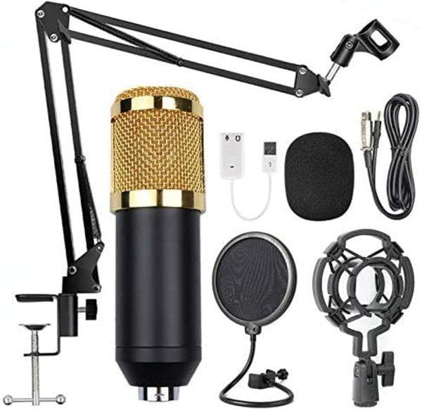 Professional Condenser Microphone – Podcast Mic Set Condenser Microphone With Rechargeable Auxiliary Background