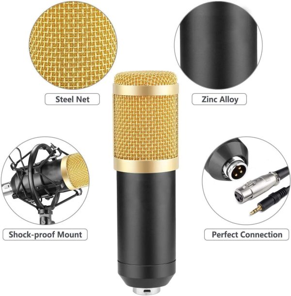 Professional Condenser Microphone – Podcast Mic Set Condenser Microphone With Rechargeable Auxiliary Background