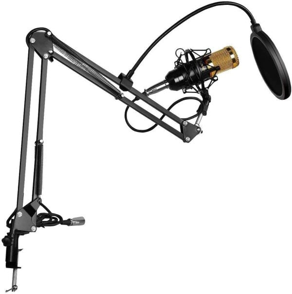 Professional Condenser Microphone – Podcast Mic Set Condenser Microphone With Rechargeable Auxiliary Background