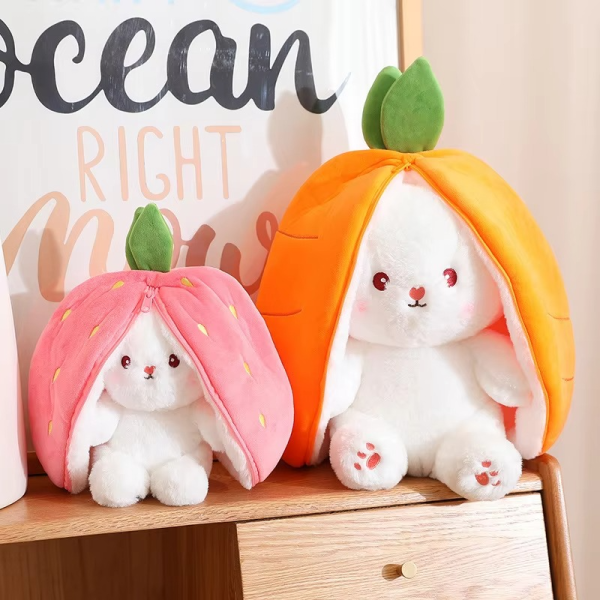 Rabbit New Creative Strawberry Rabbit Plush Soft Doll Hug Pillow | Best Quality Stuff Toy For Babies & Kids – Random Color